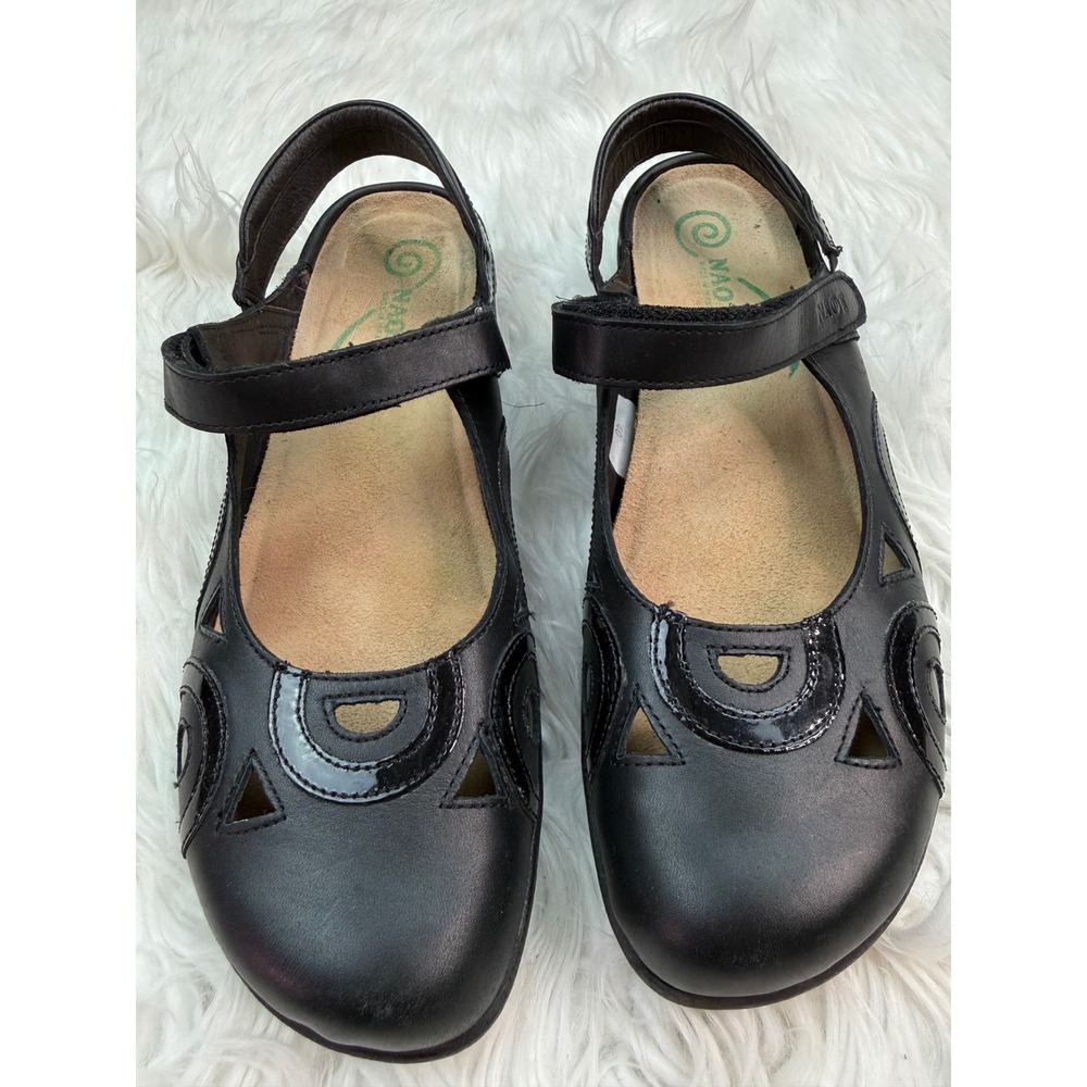 Naot Black Leather Cutout Mary Jane Comfort Sandals Shoes Women 40 S34 215421